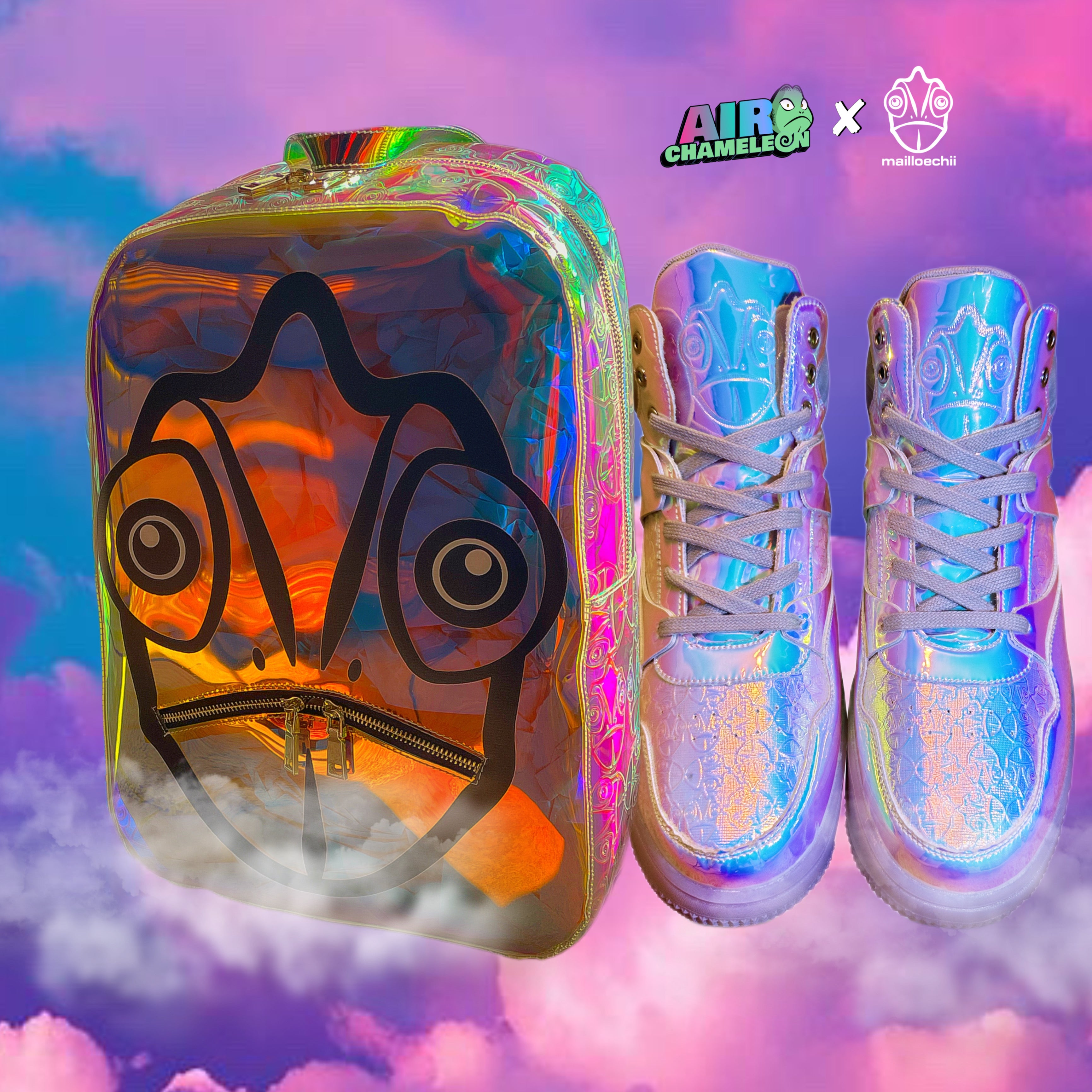 Mailloechii x Air Chameleon Iridescent Holographic Back Pack