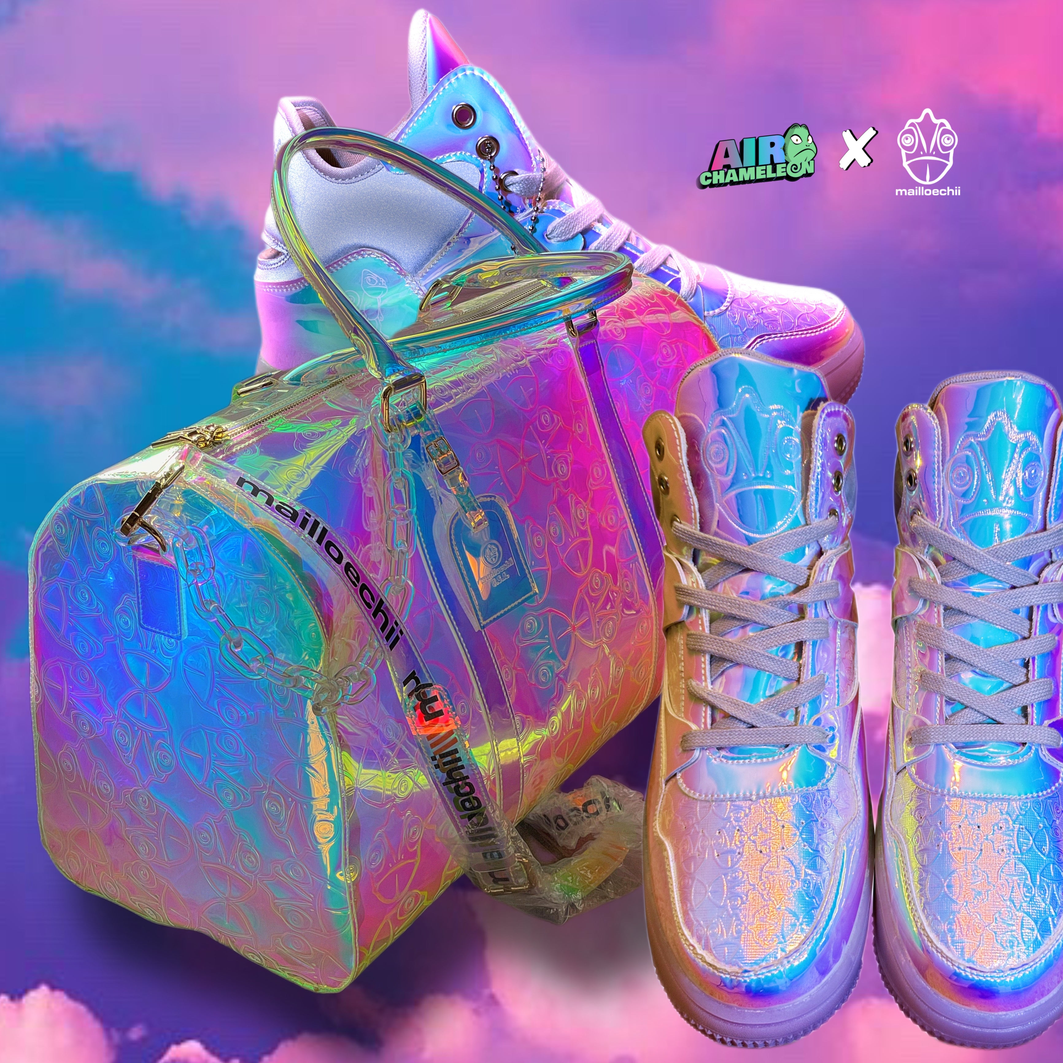Mailloechii X Air Chameleon Iridescent Holographic Duffel Bag