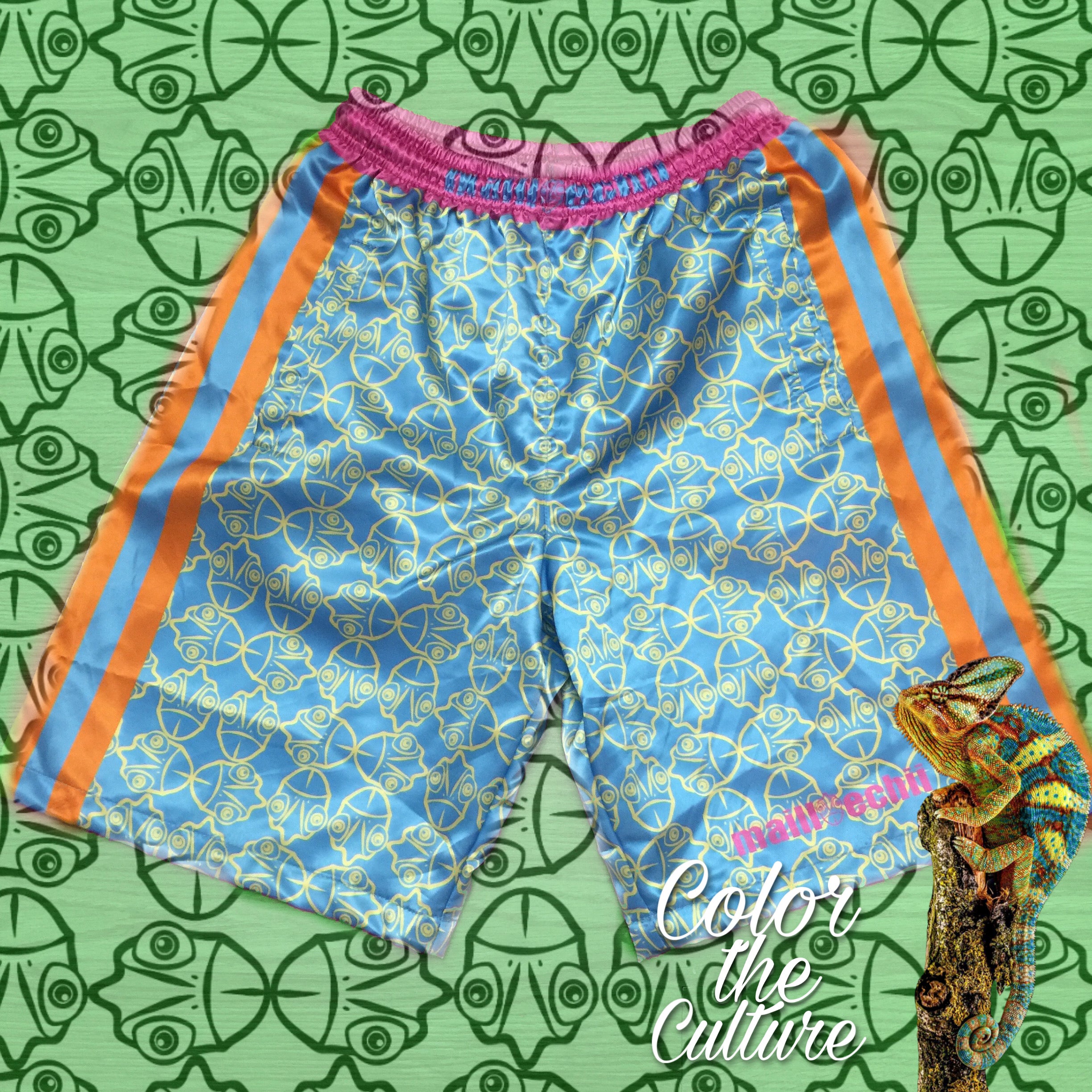 ORANGE CULTURE SHORTS OF 100% SILK SATIN