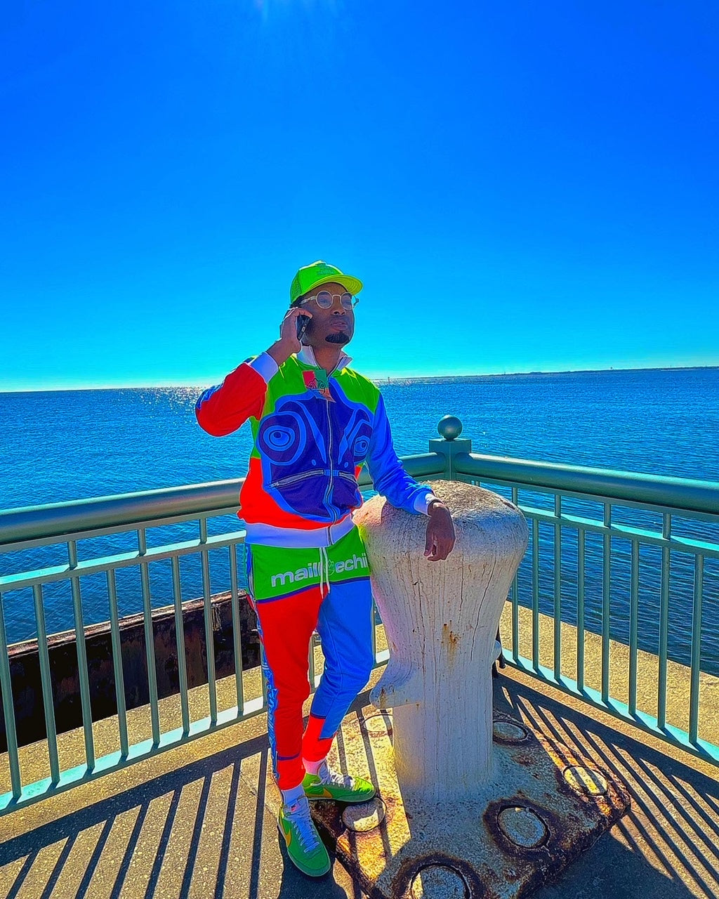 Chameleon Colors Track Suit: Purple Lime Orange