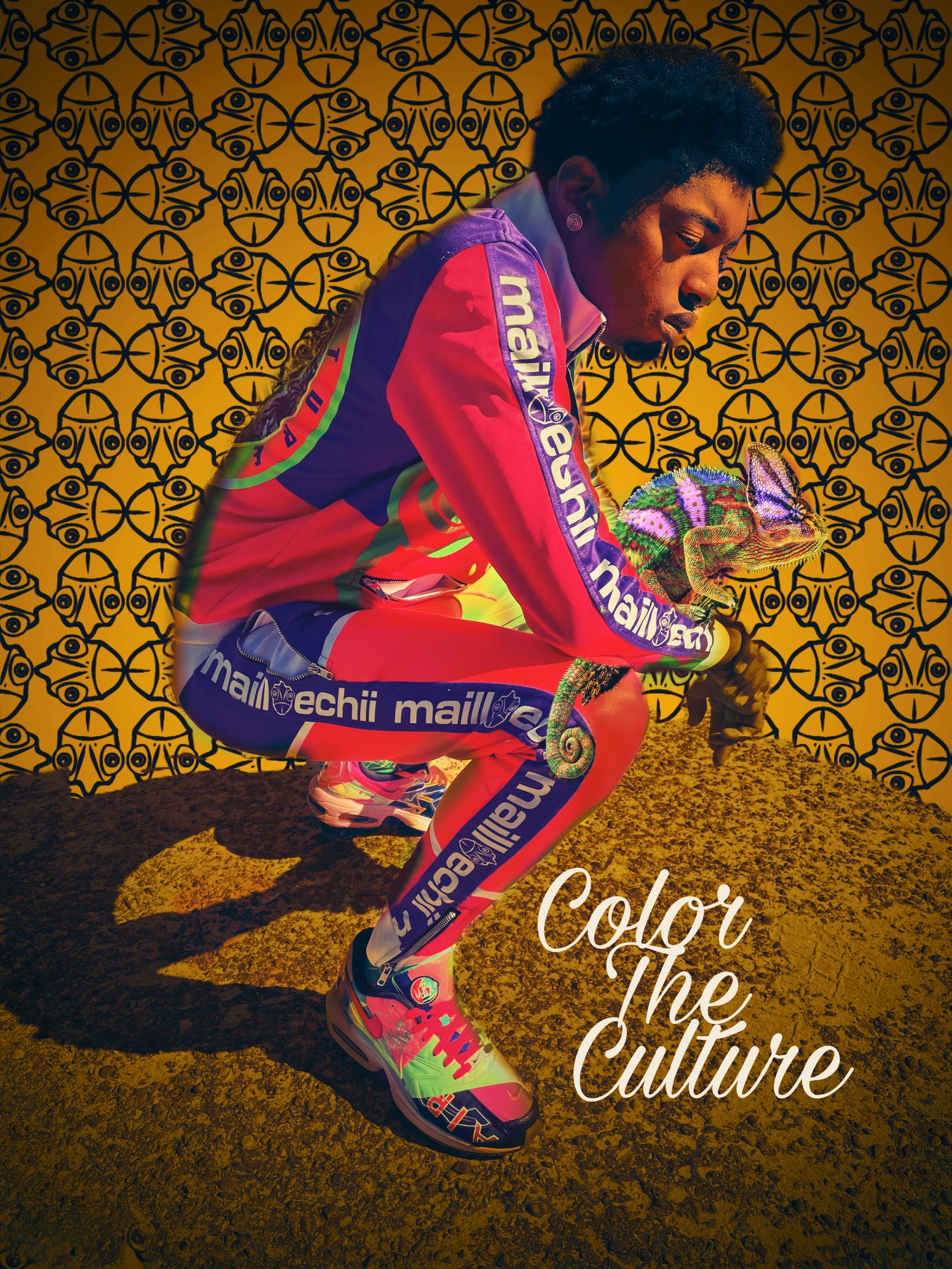 Chameleon Colors Track Suit: Purple Lime Orange