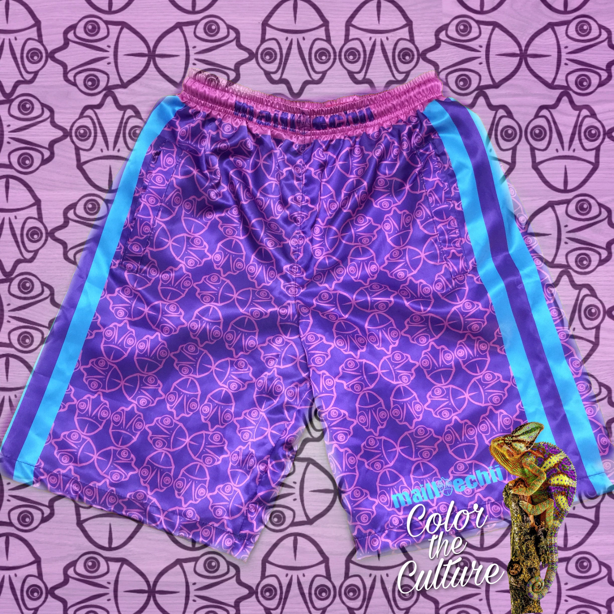 PURPLE CULTURE SHORTS OF 100% SILK SATIN