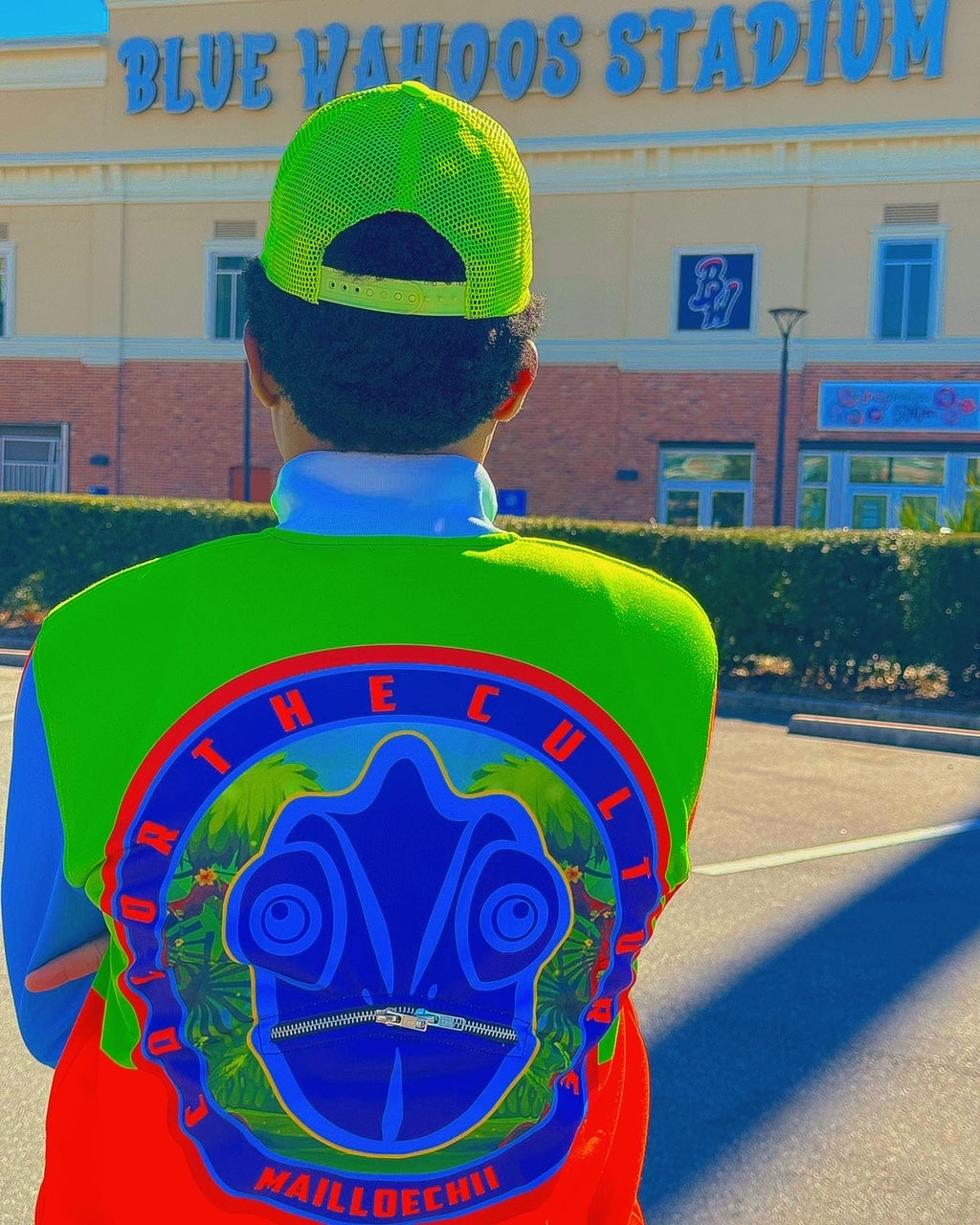 Chameleon Colors Track Suit: Purple Lime Orange