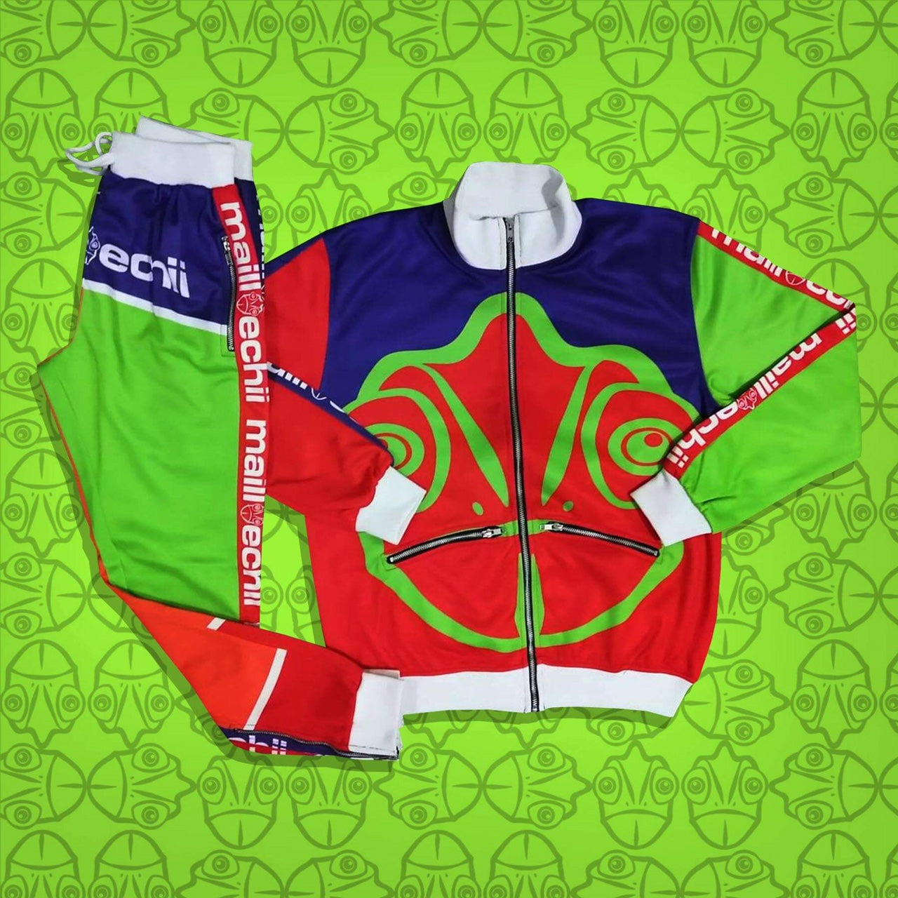 Chameleon Colors Track Suit: Red Purple Lime