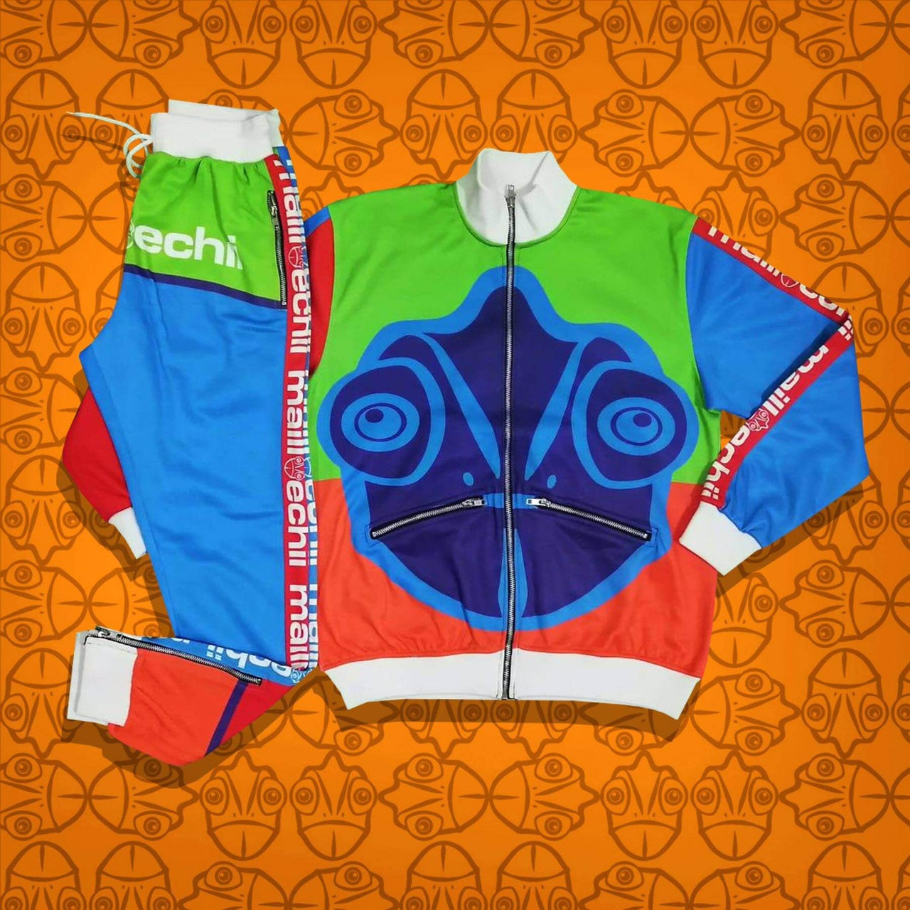 Chameleon Colors Track Suit: Purple Lime Orange