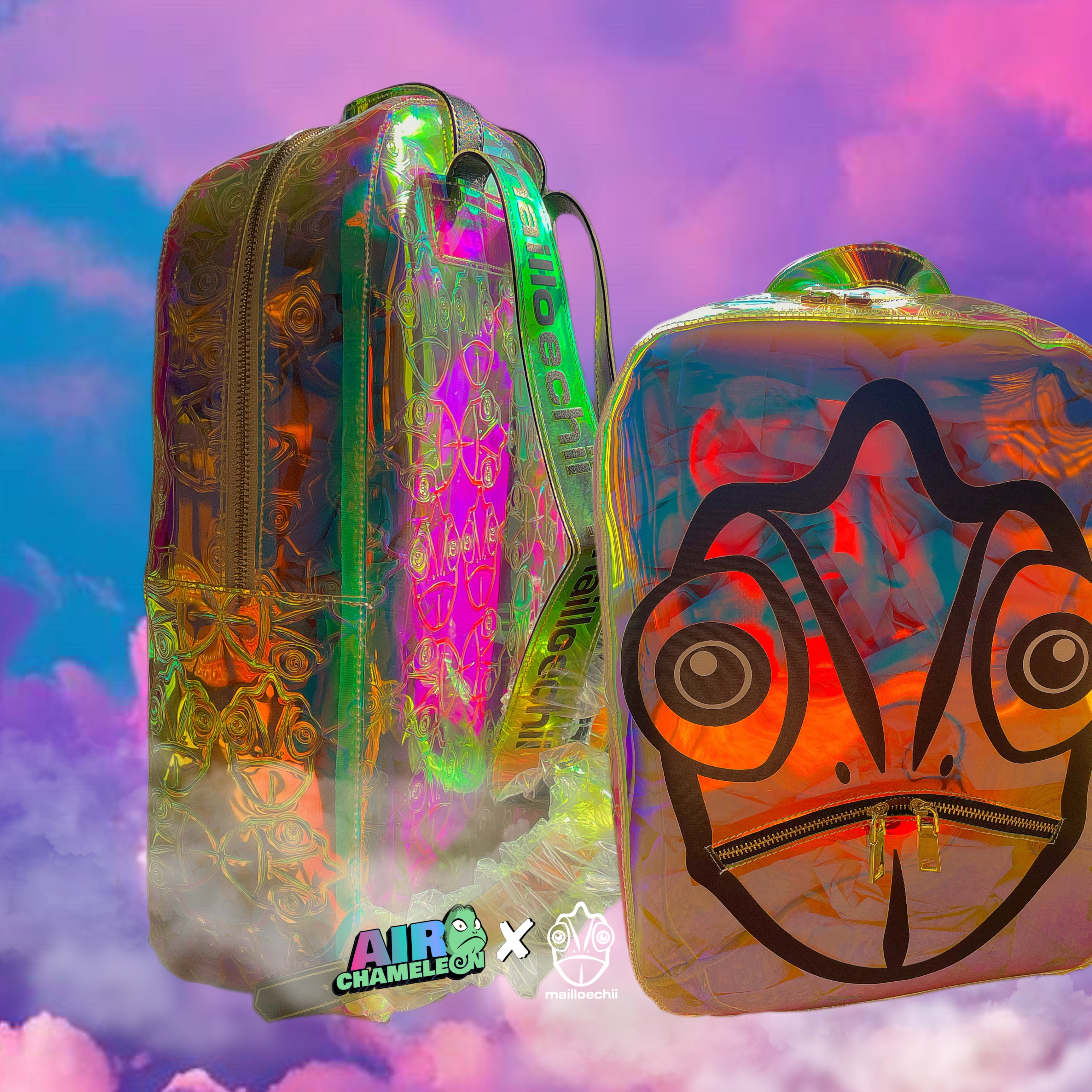 Mailloechii x Air Chameleon Iridescent Holographic Back Pack